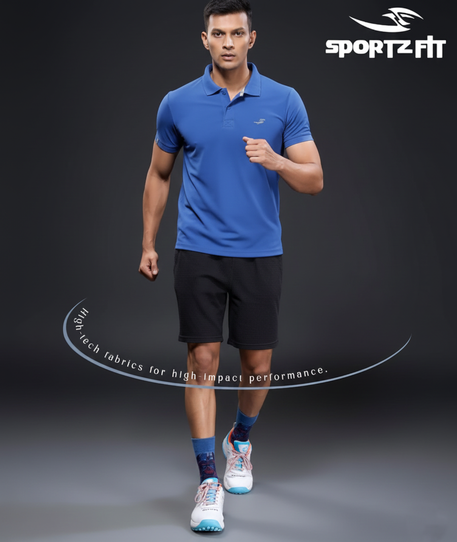 Men Collar Neck T-Shirt  | Royal Blue | XL |  SBT08